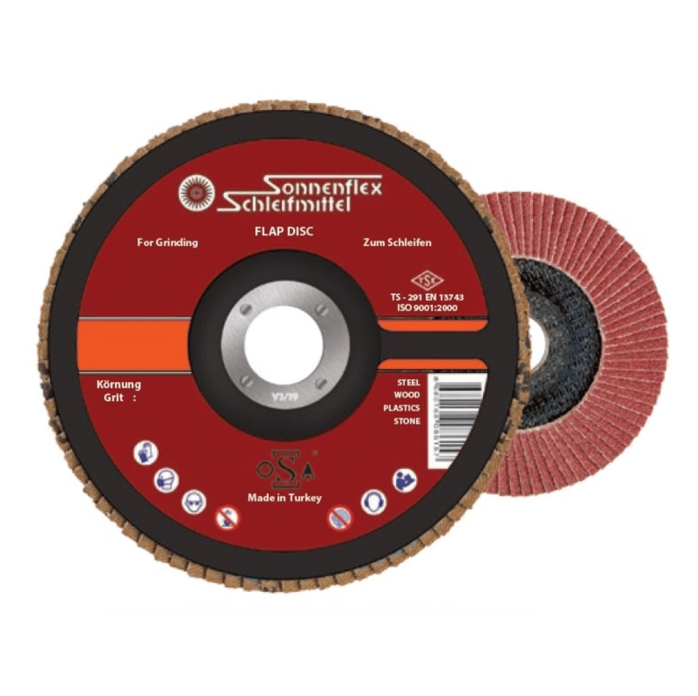 SONNENFLEX 115 x 22 mm NK Standart 50 Kum Flap Disk Zımpara - Profesyonel Orta-Kaba Metal Taşlama, Çapak Alma ve Yüzey Düzenleme Taşı