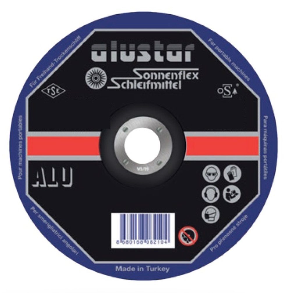 SONNENFLEX Alustar 115 x 6,0 x 22 mm Flex Taşlama Taşı (AS 24 P BFA ALU) - Profesyonel Alüminyum ve Geri Dönüşümlü Metaller İçin Özel Taşlama ve Çapak Alma Diski