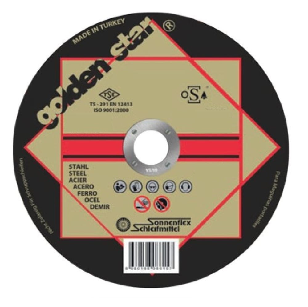 SONNENFLEX Goldenstar 115 x 1,0 x 22 mm Metal Süper İnce Kesici Disk (A 60 Q BF) - Profesyonel Çelik ve Metal Kesme Taşı, Hızlı ve Hassas Kesim