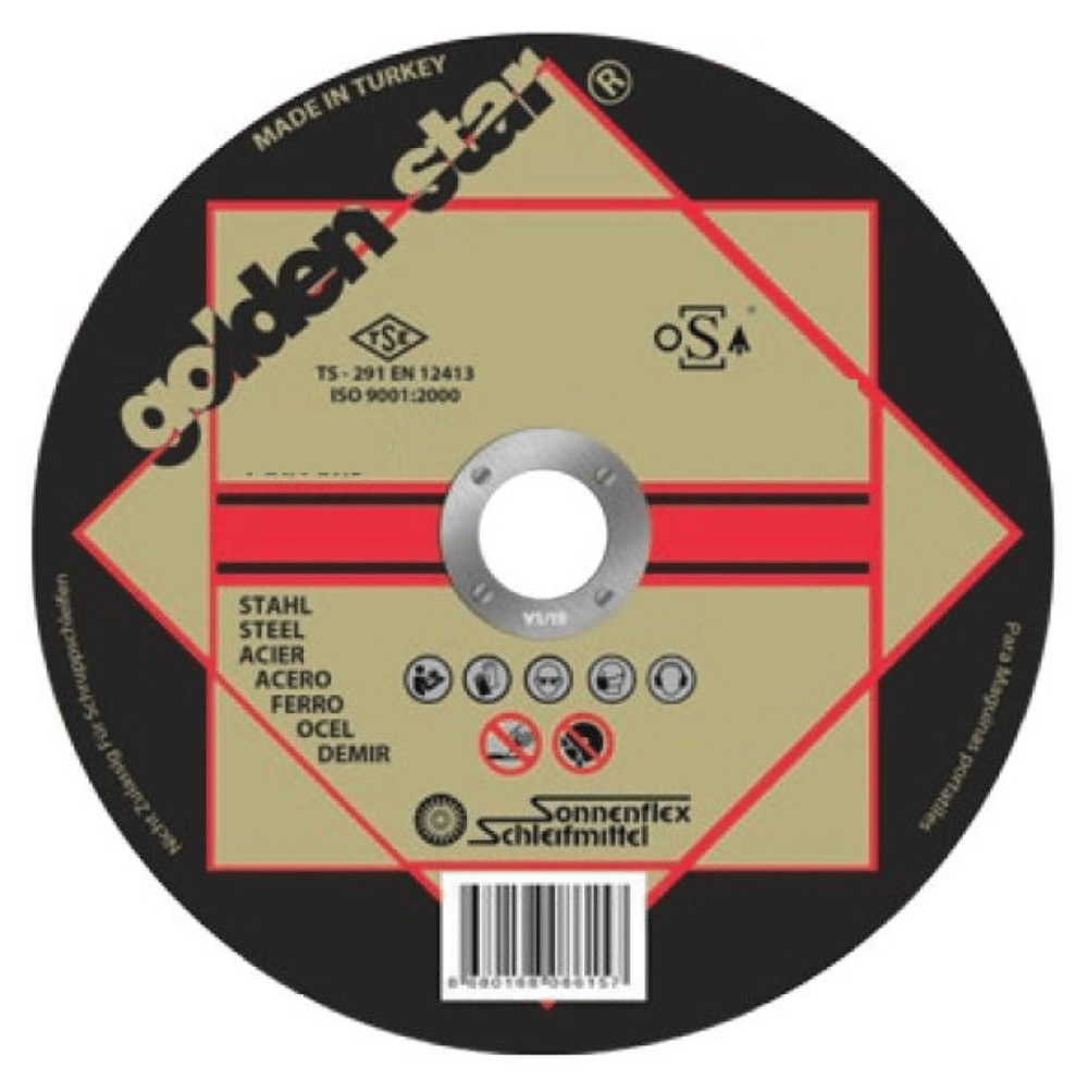 SONNENFLEX Goldenstar 115 x 1,6 x 22 mm Metal Kesici Disk (A 60 Q BF) - Profesyonel İnce Çelik ve Demir Kesme Taşı, Uzun Ömürlü ve Güvenli