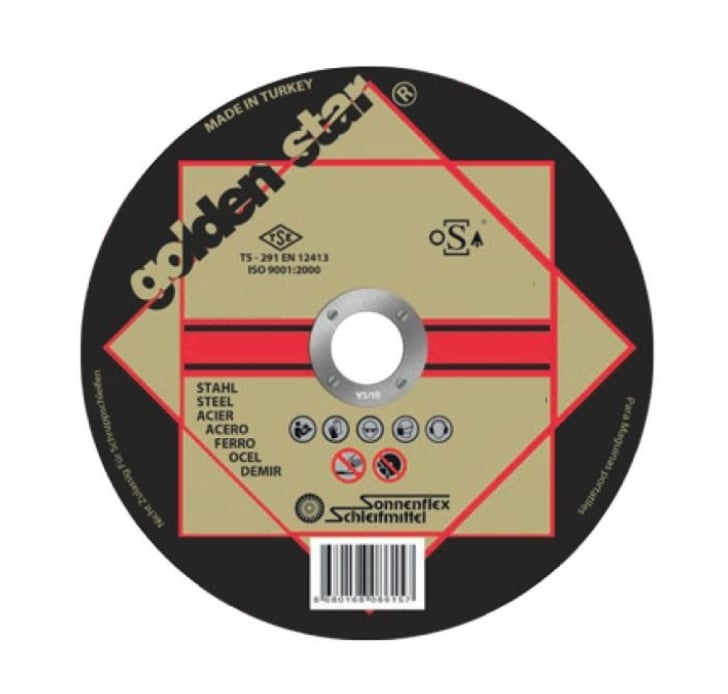 SONNENFLEX GOLDENSTAR 125 x 1,6 x 22 mm Metal Süper İnce Kesici Disk (A 60 Q BF) - Paslanmaz ve Metal Yüzeyler İçin Hızlı, Çapaksız ve Profesyonel Kesme Taşı