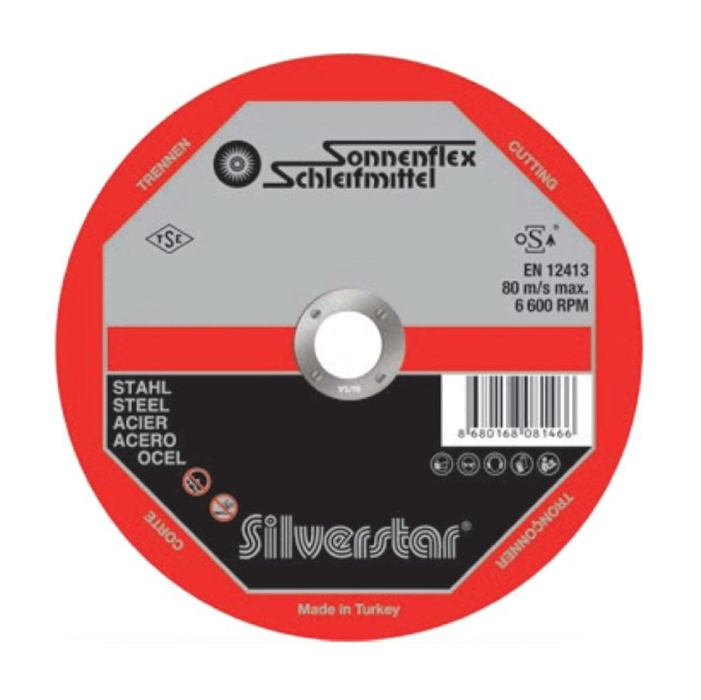 SONNENFLEX Silverstar 115 x 1,0 x 22 mm NK Metal Kesici Disk - Profesyonel Süper İnce Demir ve Çelik Kesme Taşı, Ekonomik ve Hızlı Kesim