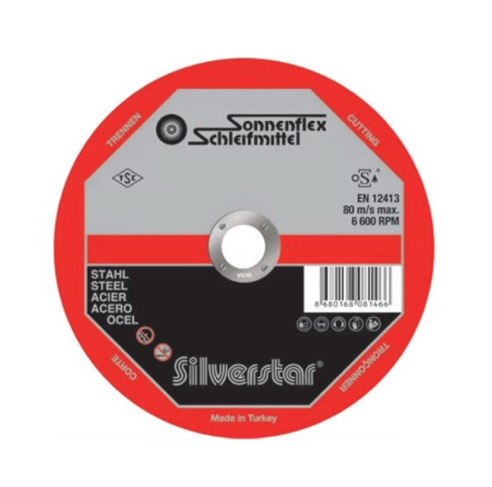 SONNENFLEX SILVERSTAR 125 x 1,6 x 22 mm Metal Süper İnce Kesici Disk (AS 60 R BF) - Sert Metal ve Çelik Yüzeyler İçin Ekstra Dayanıklı Profesyonel Kesme Taşı