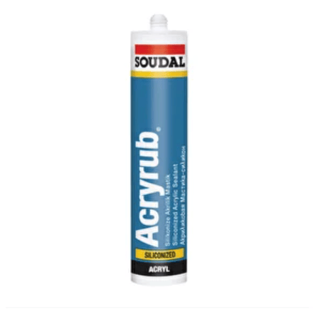 SOUDAL ACRYRUB Silikonize Mastik Altınmeşe 500 gr - Profesyonel Çatlamayan Esnek Ahşap ve PVC Doğrama Derz Dolgusu