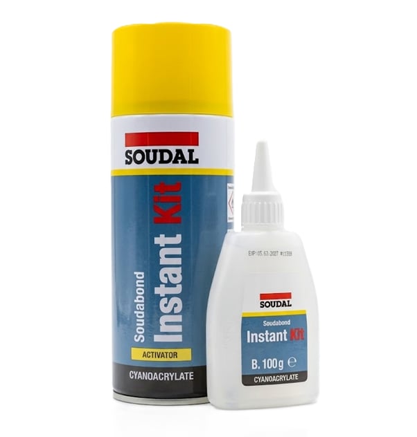 SOUDAL INSTANT KIT Hızlı Yapıştırıcı Set - 400 ml Yüksek Basınçlı Aktivatör + 100 gr Profesyonel Akrilik MDF ve Ahşap Yapıştırma Seti