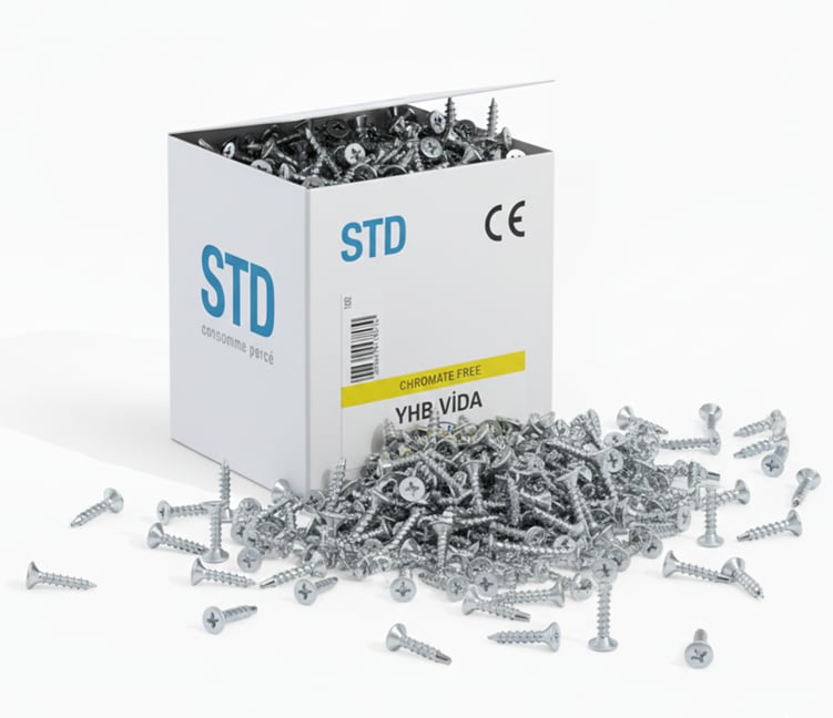 STANDART YHB (YILDIZ HAVŞA BAŞLI) Matkap Uçlu Vida Çeşitleri - Profesyonel Kendinden Delen Yıldız Havşa Başlı Akıllı Metal Vidası, Sıyırmaz Alçıpan ve Profil Tipi Akıcı Şantiye Vidası Modelleri