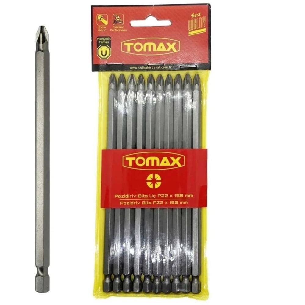 TOMAX PZ2x150 mm Yıldız Bits Uç – Profesyonel Ekstra Uzun Vidalama Ucu