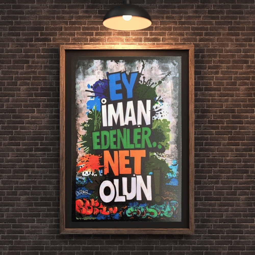 30x20 cm Ey İman Edenler Net Olun