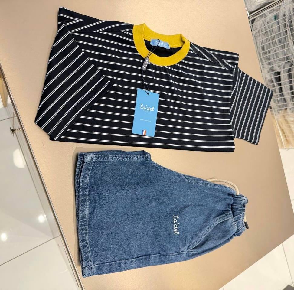 Laciel Paris Lacivert Cizgili TSHRT
