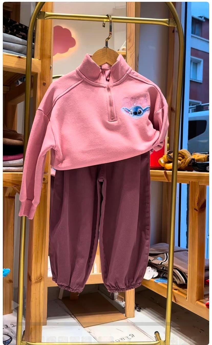 Stitch Sweatshirt PEMBE