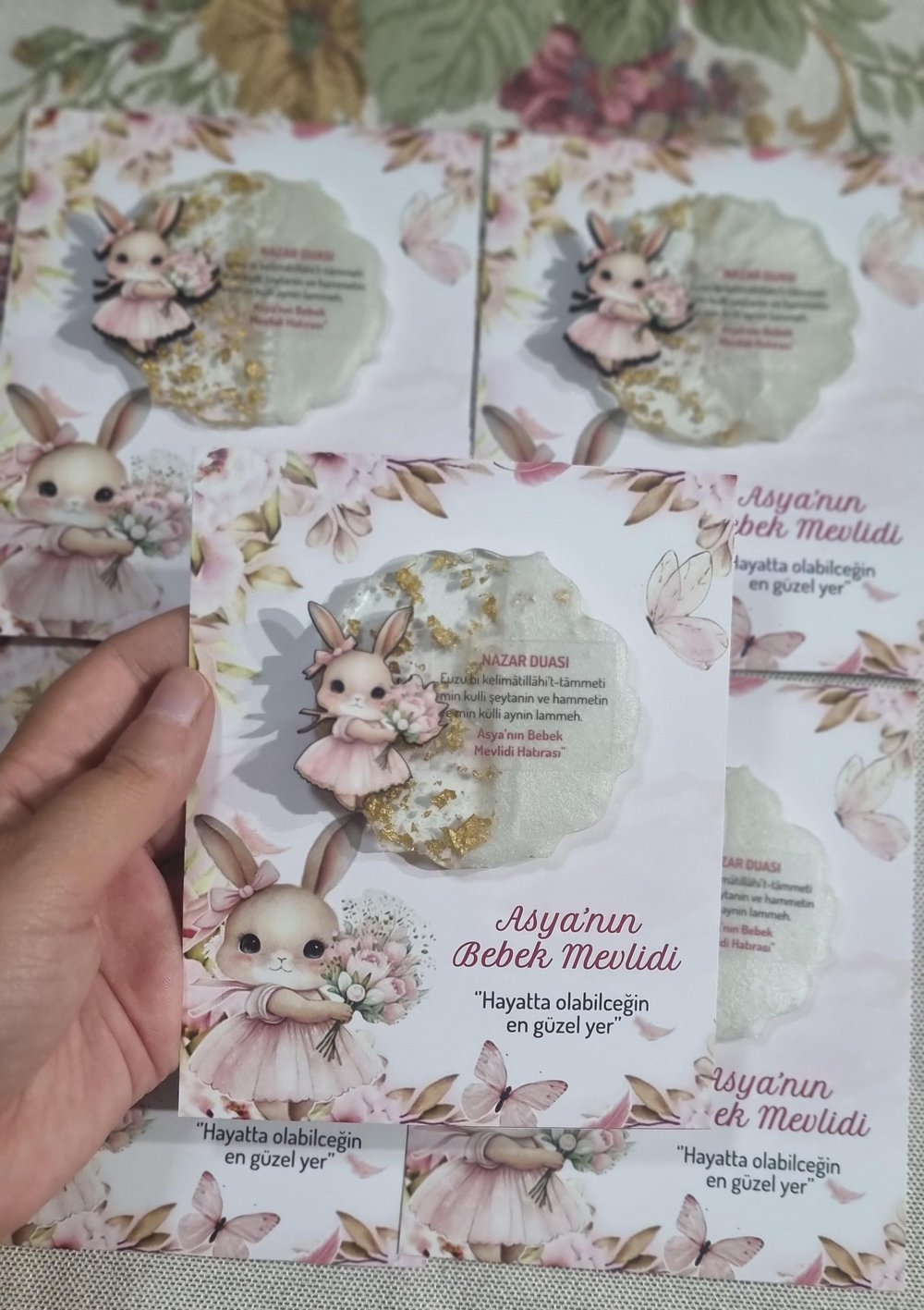 Nazar Dualı Tavşan Figürlü Epoksi Magnet