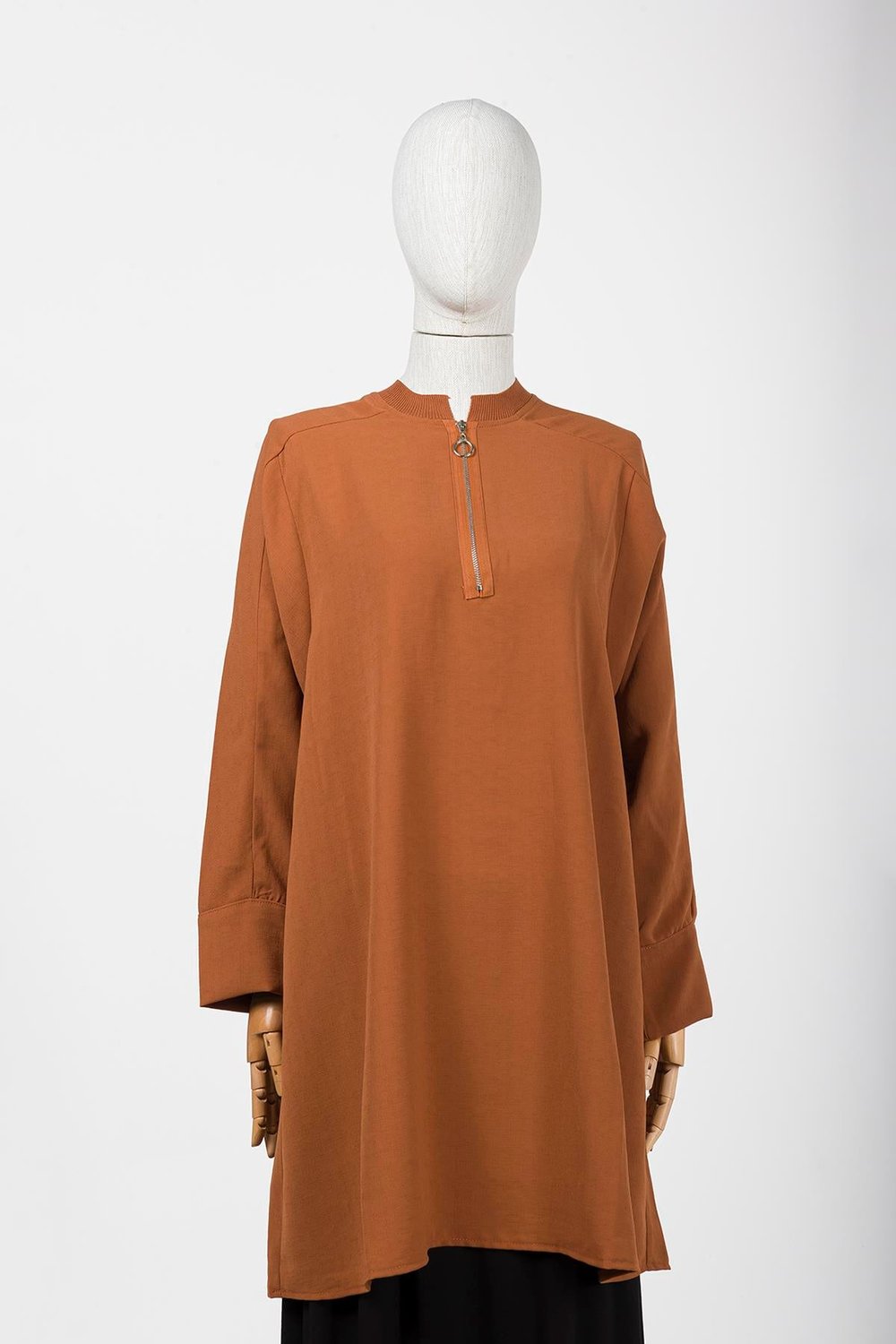 Fermuarlı Tunik KAHVE