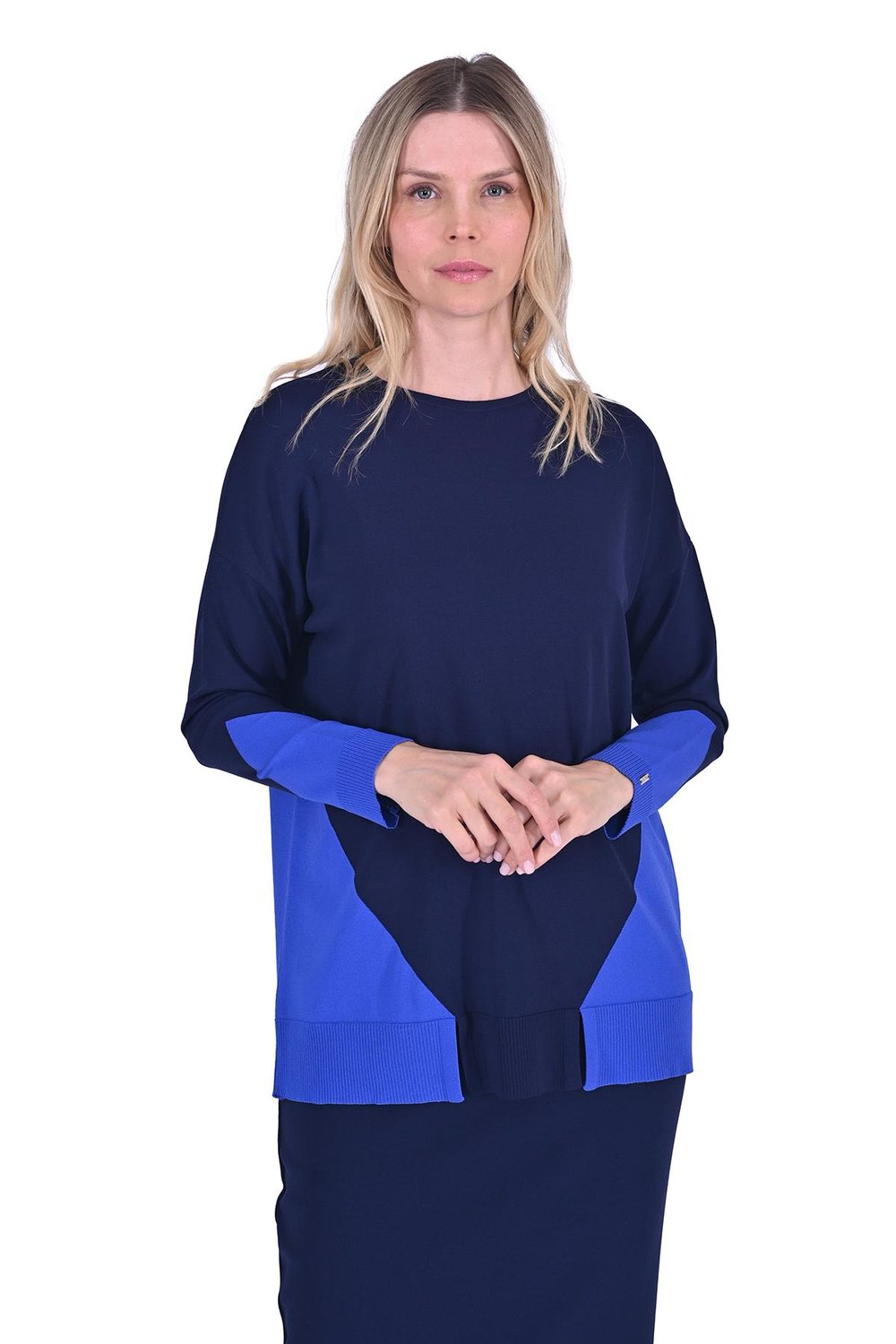 Gometrik Triko Tunik LACİVERT