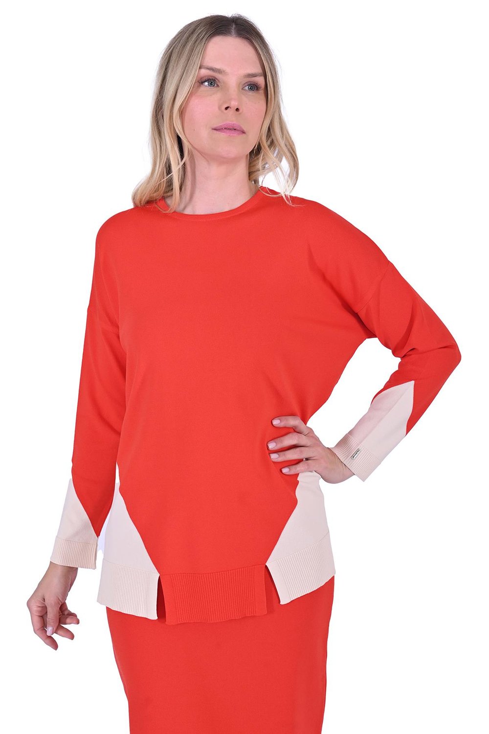 Gometrik Triko Tunik ORANJ