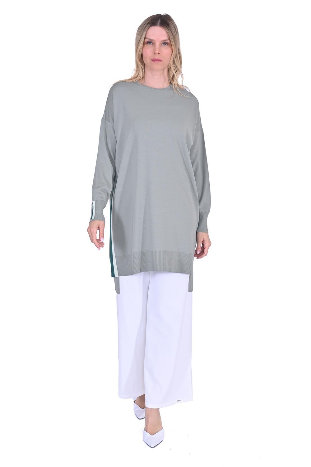 Oversize Renk Detaylı Triko Tunik KÜFRENGİ