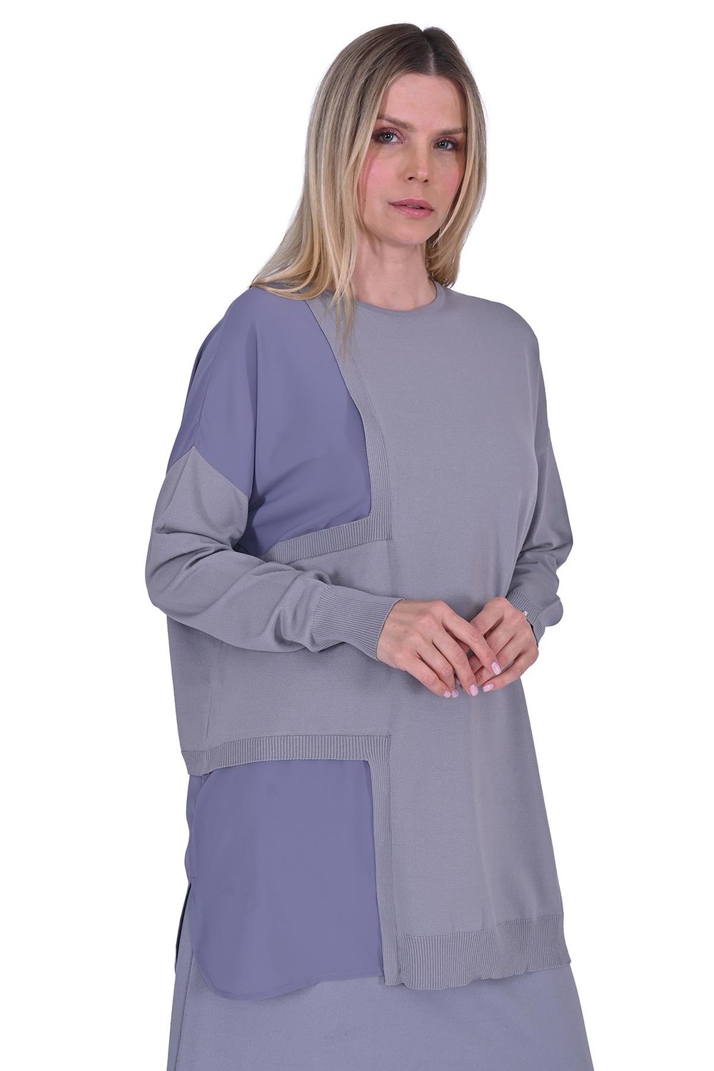 Pencere Triko Tunik GRİ