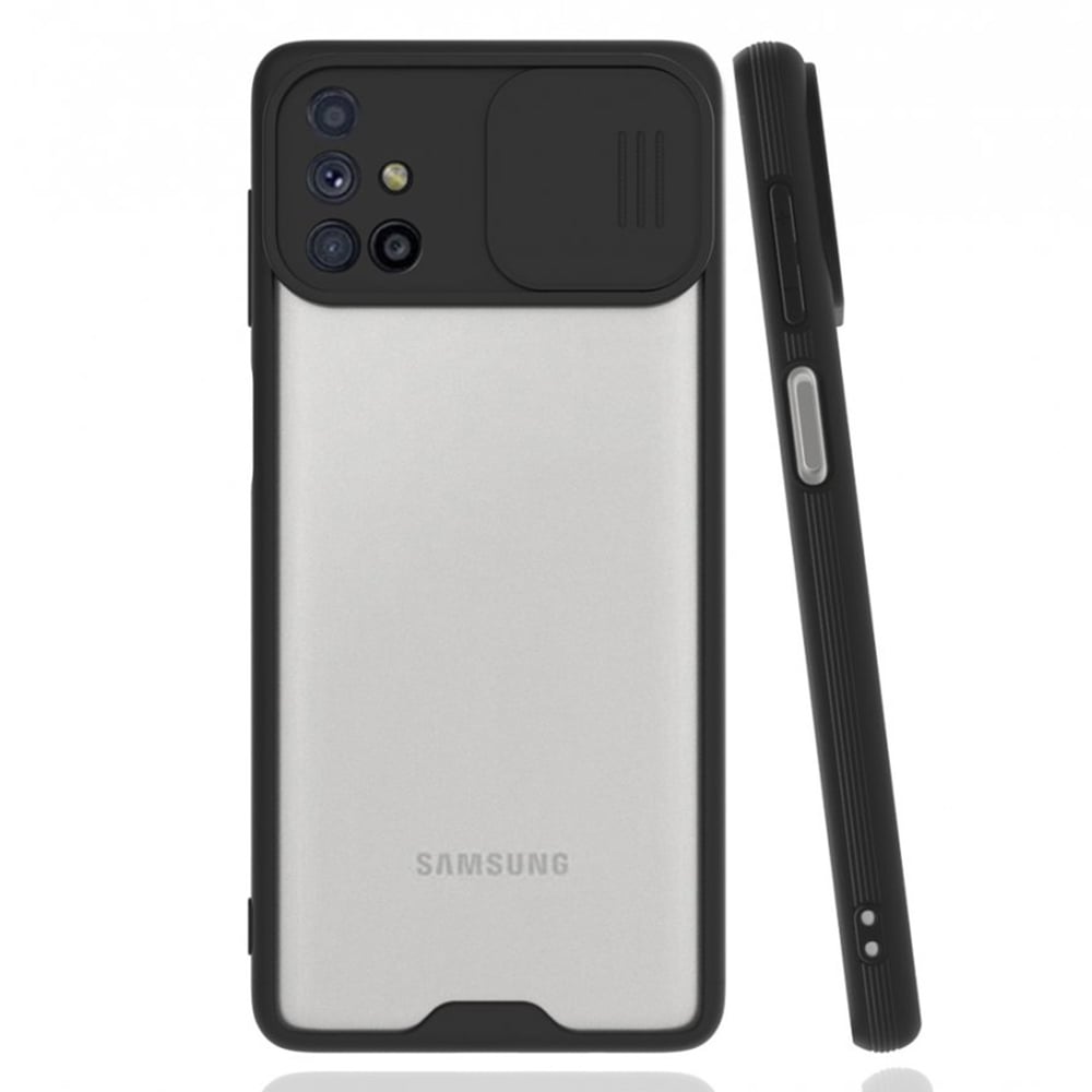 Nettech Samsung Galaxy M31S Uyumlu Platin Kamera Kızaklı Arka Koruma Kılıf NT-86704