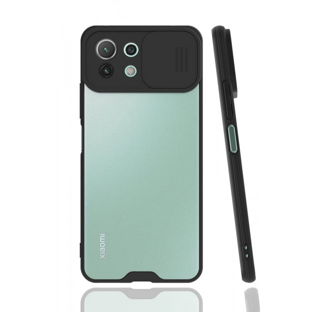 Nettech Xiaomi Mi 11 Lite Uyumlu Platin Kamera Kızaklı Arka Koruma Kılıf NT-86853