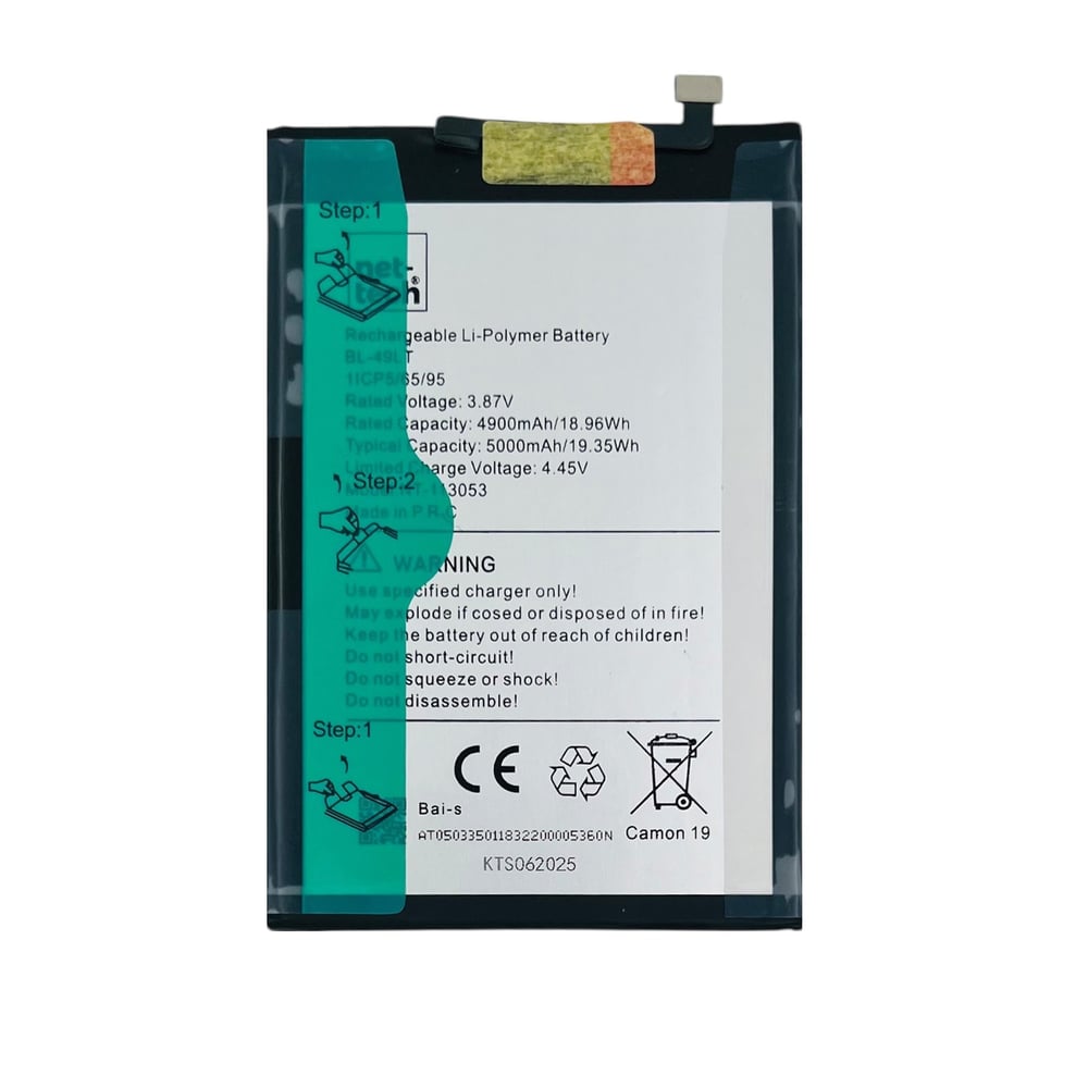 Teknonet Tecno Camon 19 Uyumlu Nettech BL-49LT 5000 MAh Batarya NT-113053