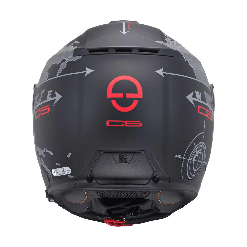C5 Çene Açılır Motosiklet Kaskı Globe Black