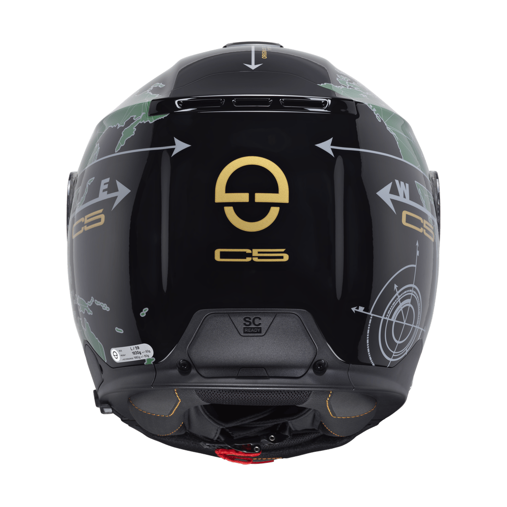C5 Çene Açılır Motosiklet Kaskı Globe Green