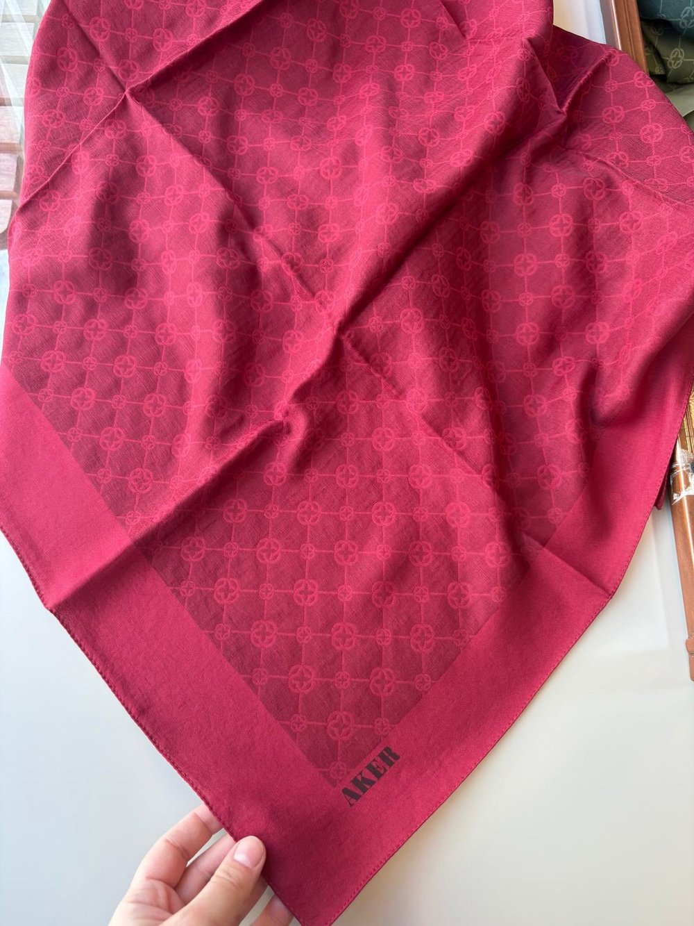 Aker Elegance Monogram Eşarp Bordo 941