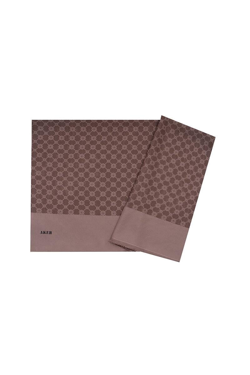 Aker Elegance Monogram Şal Kahverengi