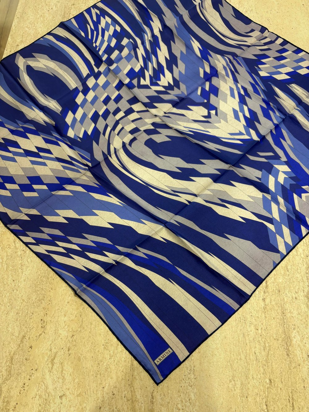 Armine Tivil İpek Eşarp Saks Mavi