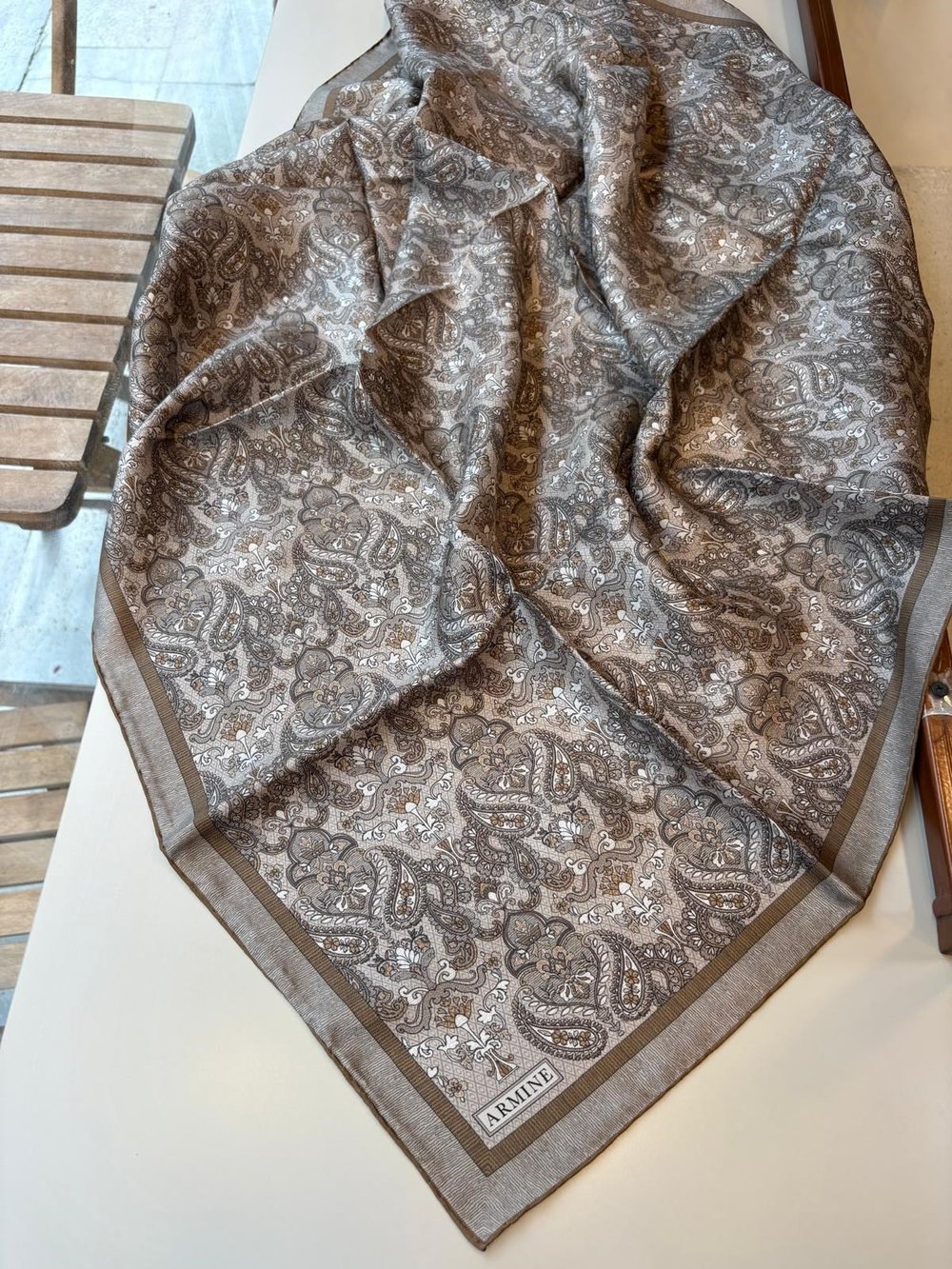 Armine Tivil İpek Eşarp Vizon 08