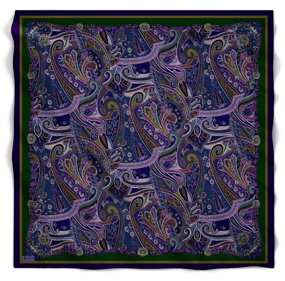 ED Scarf Viskon Floş Eşarp Mor-Yeşil