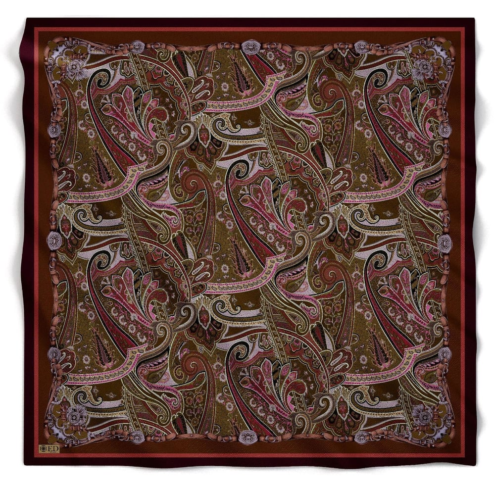 ED Scarf Viskon Floş Eşarp Patlıcan Mor-Bordo