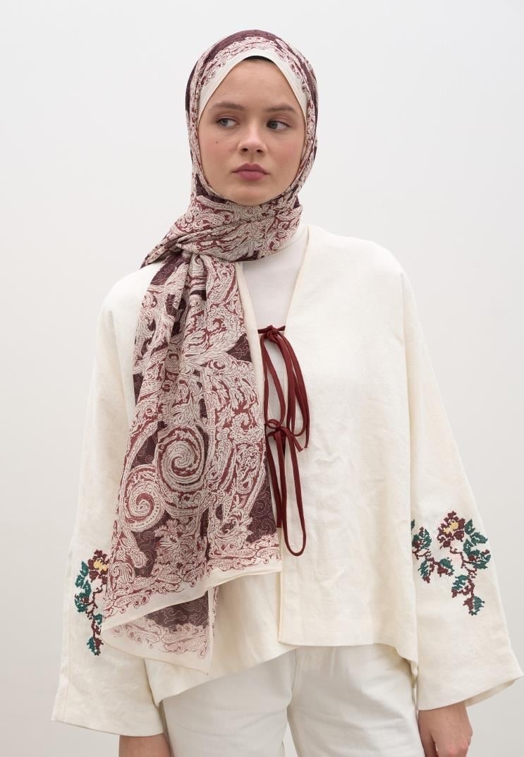 Fresh Scarf Bohemian Breeze Şal Wild Paisley Bordo