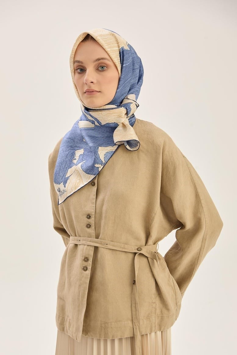 Maisa Mullberry İpek Eşarp Koyu Bej