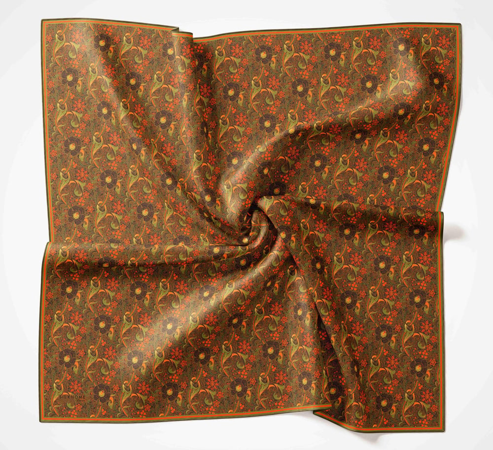 Silk Home Monare Tencel Eşarp Kahverengi-Turuncu-Yeşil