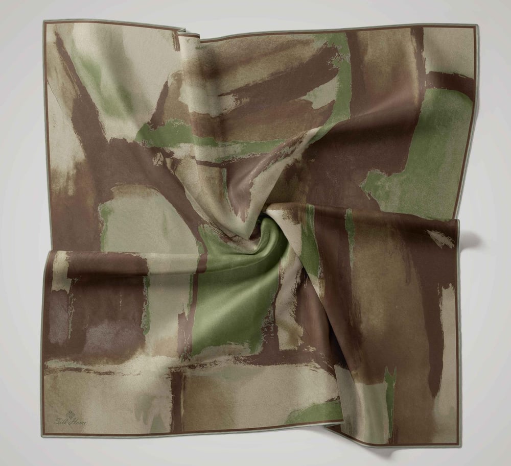 Silk Home Olinda İpek Eşarp Kahverengi-Mint