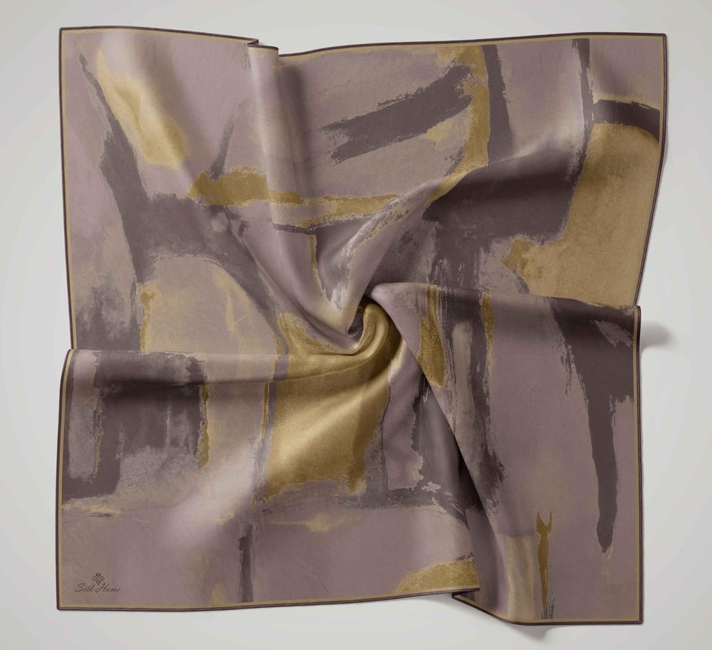 Silk Home Olinda İpek Eşarp Puslu Leylak-Soft Gold