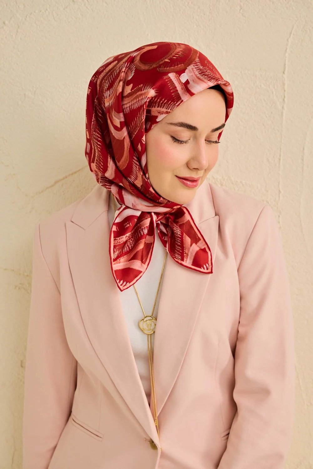 Silk Home Tivil .İpek Eşarp Kırmızı 05