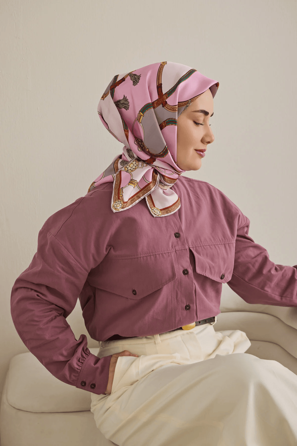 Silk Home Tivil .İpek Eşarp Pembe 13