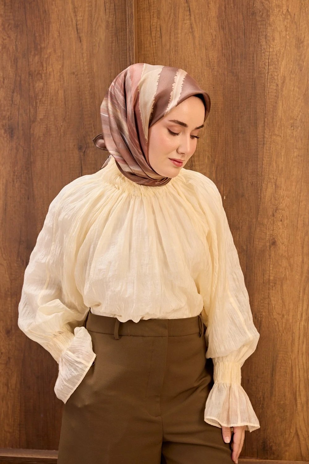 Silk Home Tivil İpek Eşarp Gül Kurusu 06
