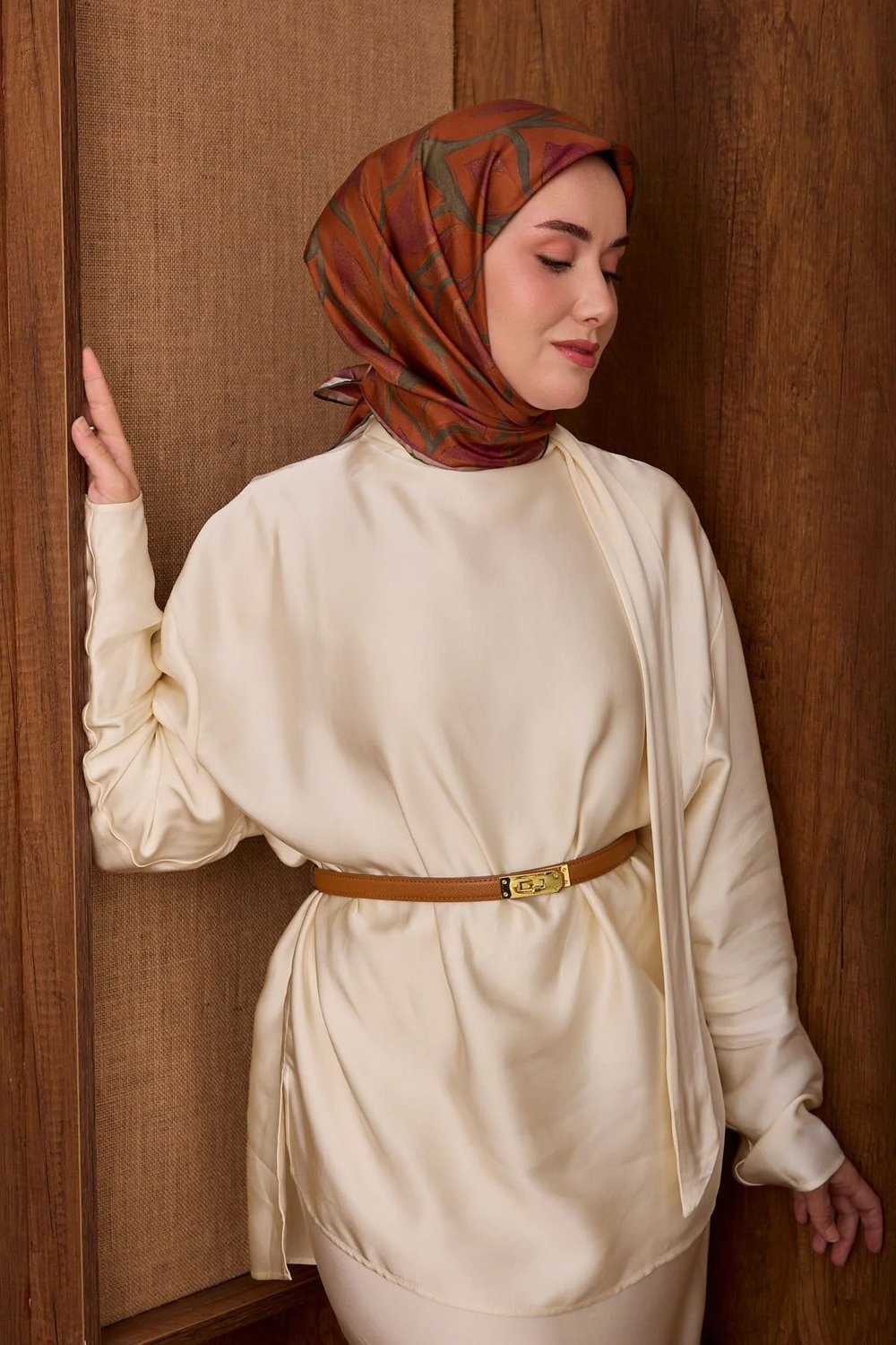Silk Home Tivil İpek Eşarp Kiremit 13