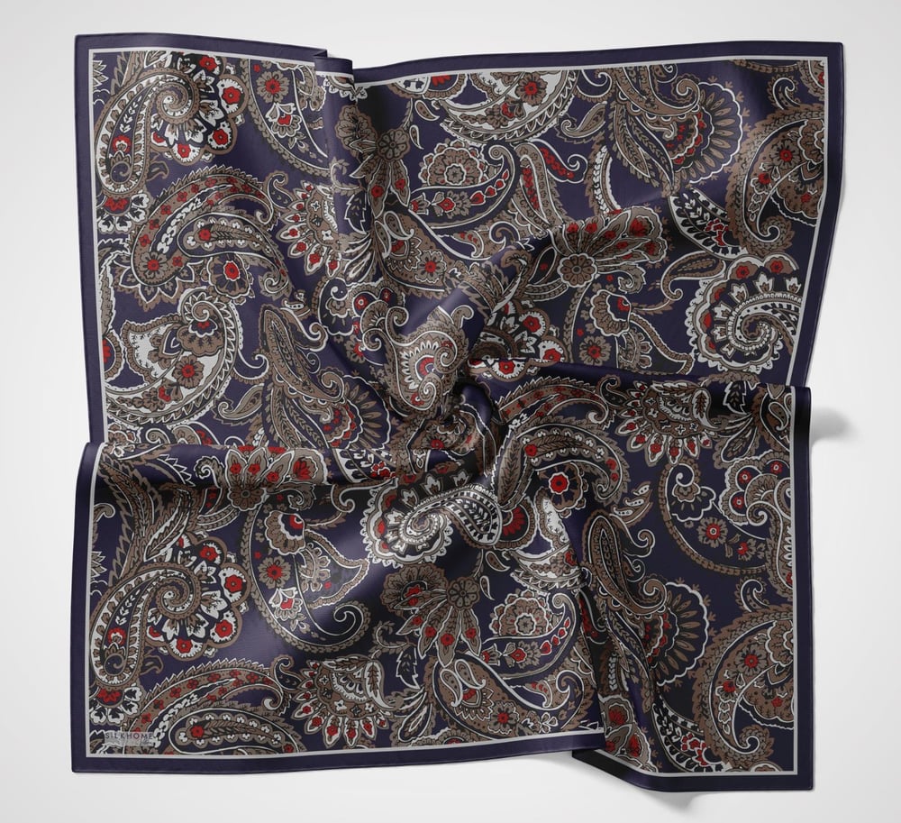 Silk Home Velora Eşarp Lacivert-Kırmızı