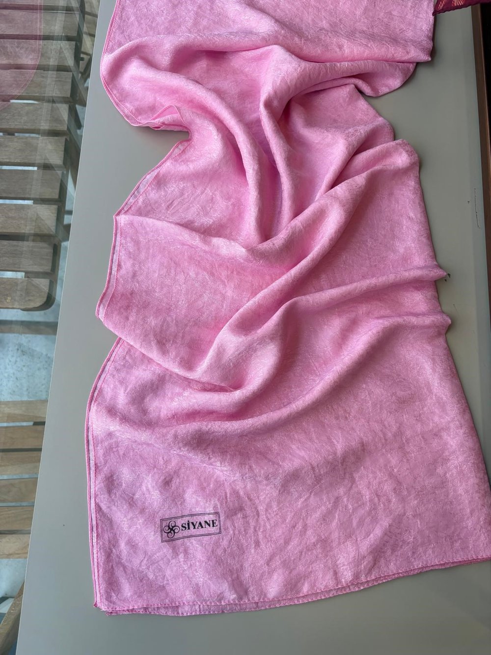 Siyane Liza Efektli Vual Şal Pembe 