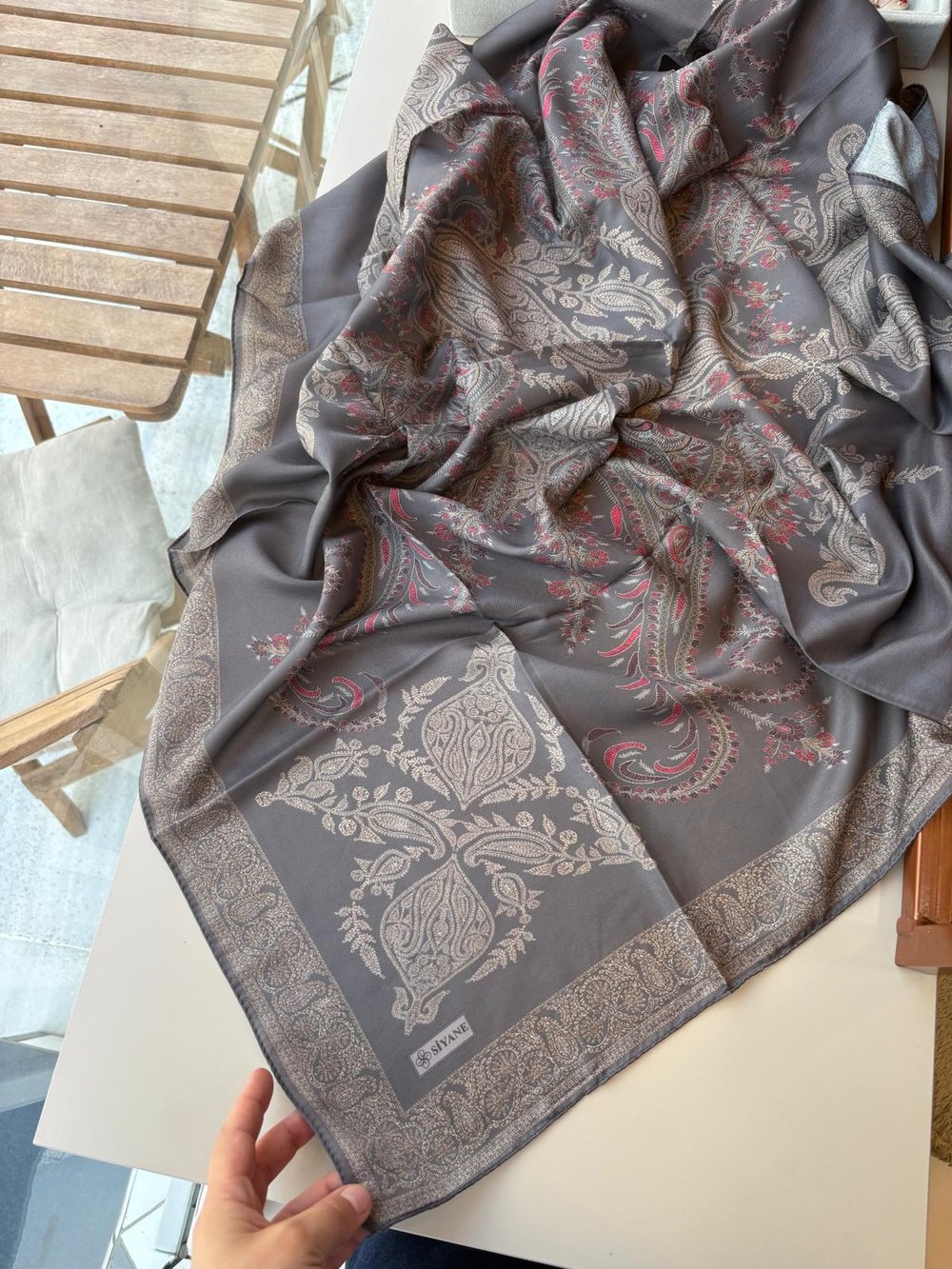 Siyane Pamuk Eşarp Antrasit