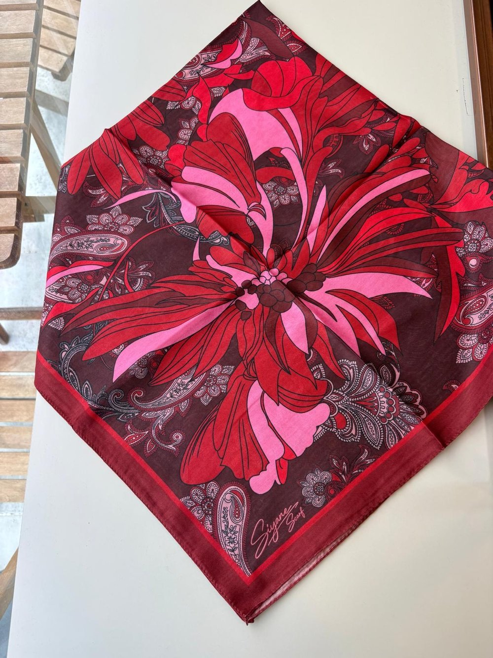 Siyane Pamuk Eşarp Bordo-Pembe