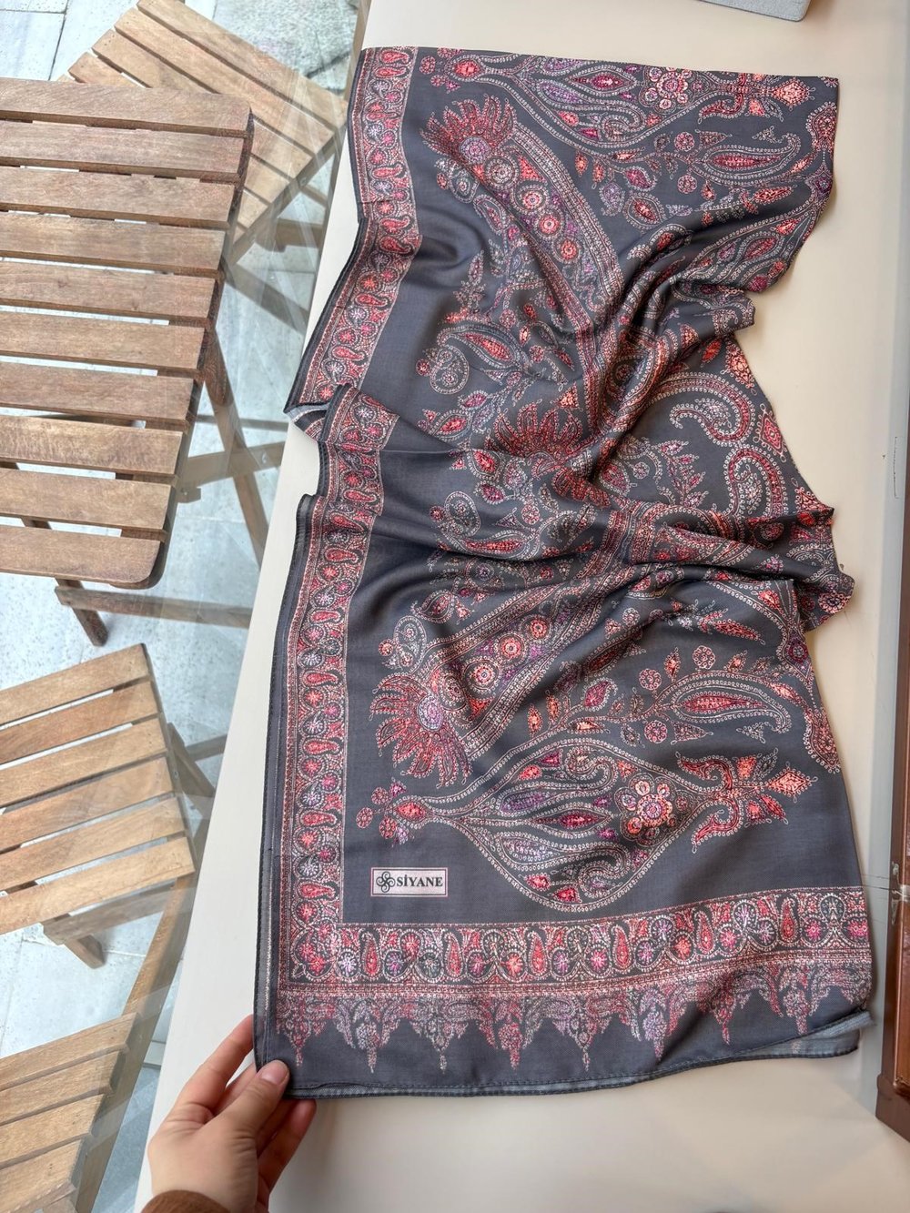 Siyane Pamuk Şal Gri