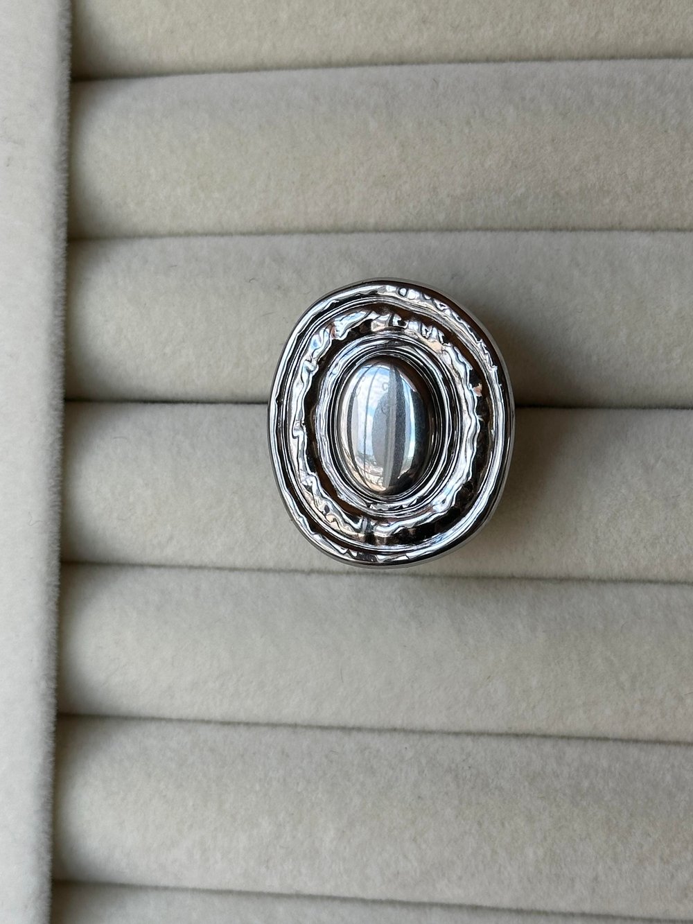 Bohem & Antik Ayarlanabilir Çelik Yüzük Stone Model Silver