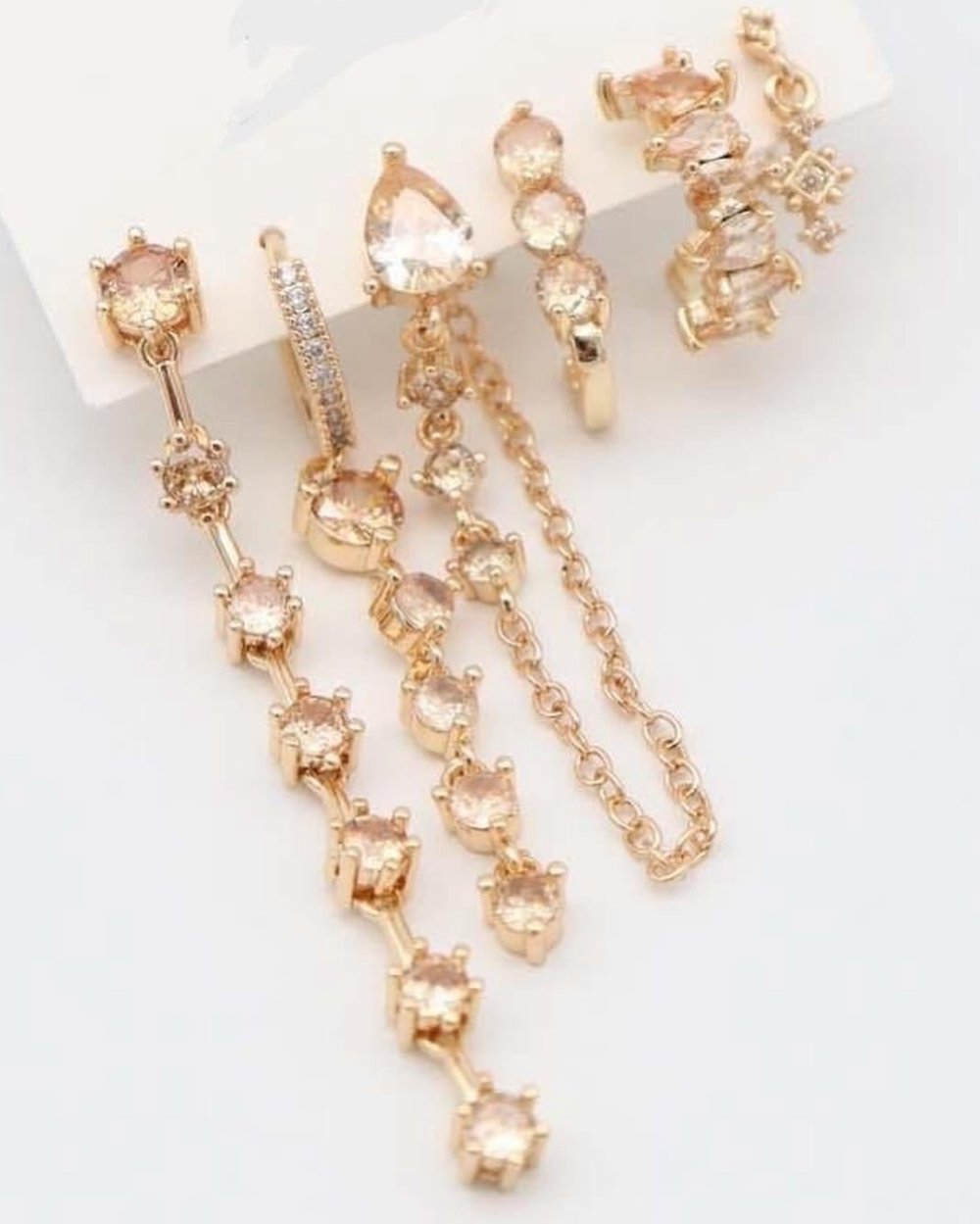 Tasarım 6 lı Çelik Set Küpe Gold