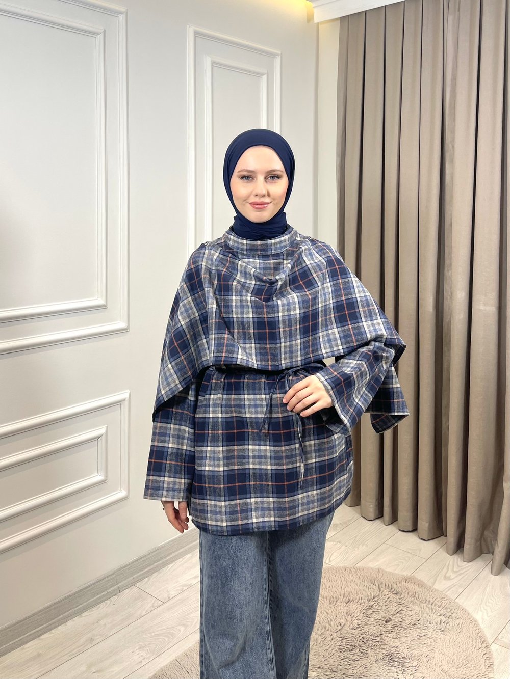 EKOSE PELERİN TUNİK LACİVERT