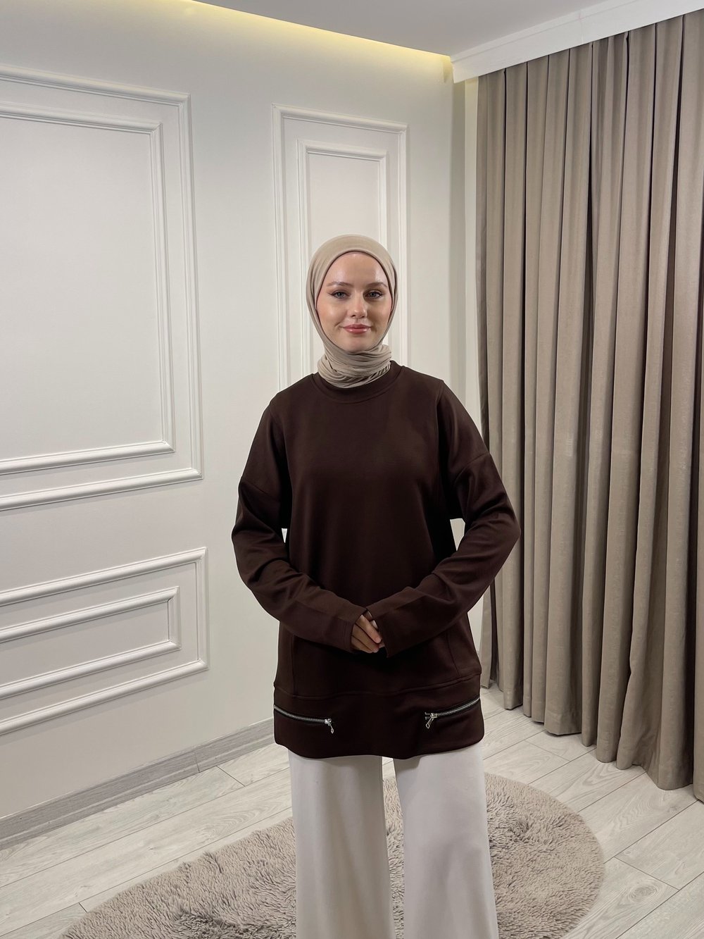 FERMUARLI TUNİK KAHVERENGİ
