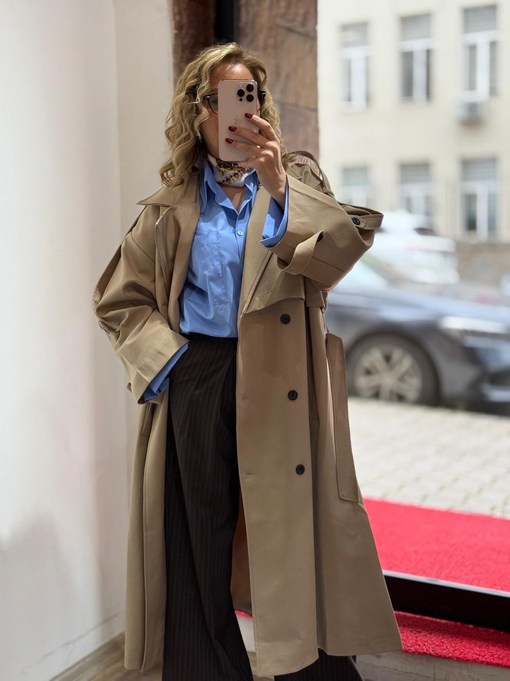 Premium Apoletli Poliviskon Trench Camel